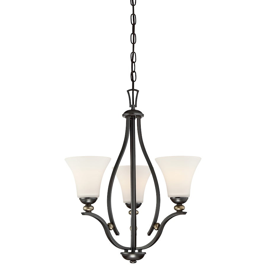 Minka Lavery Shadowglen 20in 3-Light Chandelier | Transitional Lathan Bronze with Gold Accents | Dining Room & Kitchen Island | Model 3283-589