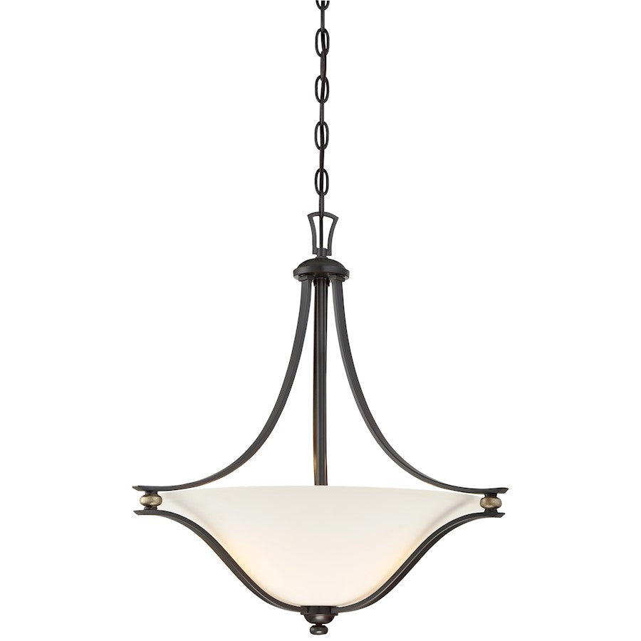 Minka Lavery Shadowglen 21in 3-Light Pendant | Lathan Bronze and Gold Transitional | Kitchen Island & Dining Room | 21 x 21 x 23 in | Model 3284-589
