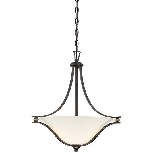 Minka Lavery Shadowglen 21in 3-Light Pendant | Lathan Bronze and Gold Transitional | Kitchen Island & Dining Room | 21 x 21 x 23 in | Model 3284-589