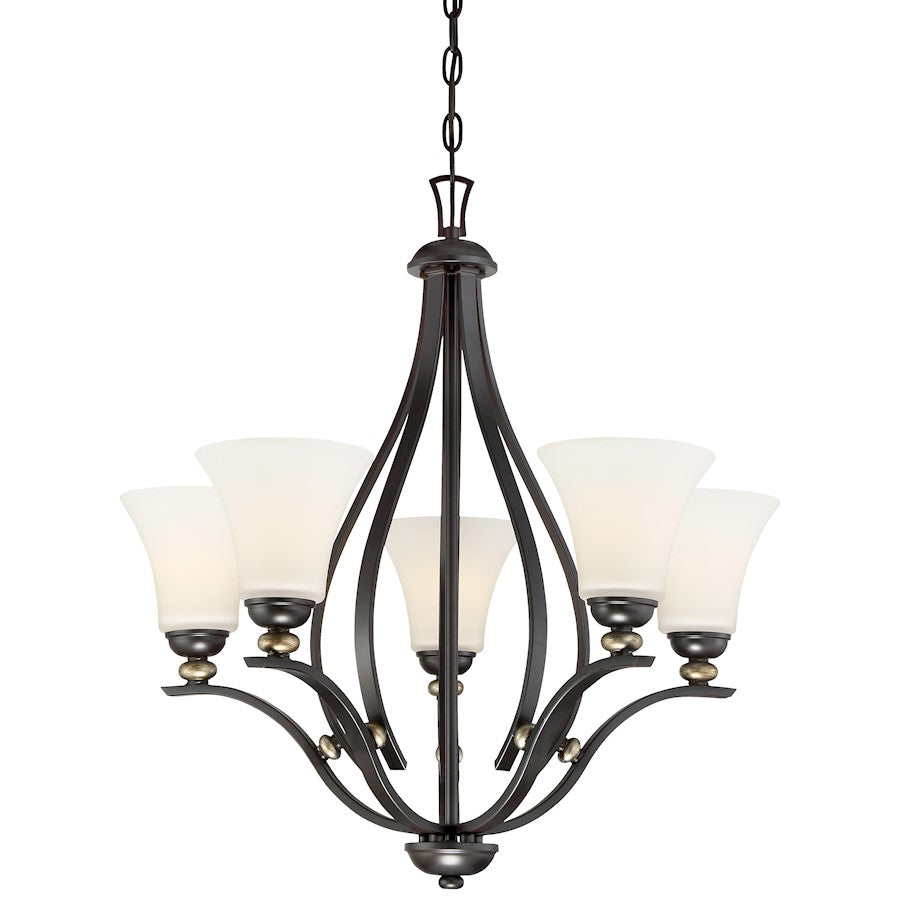 Minka Lavery Shadowglen 26in 5-Light Chandelier | Transitional Lathan Bronze with Gold Accents | Dining Room & Living Room | Model 3285-589