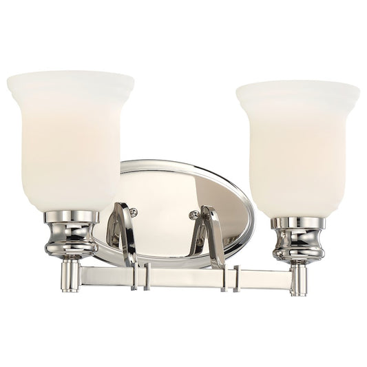 Minka Lavery Audrey's Point 15in 2-Light Vanity Light | Traditional Polished Nickel and White Mouth-Blown Glass | Bathroom Vanity | Model 3292-613