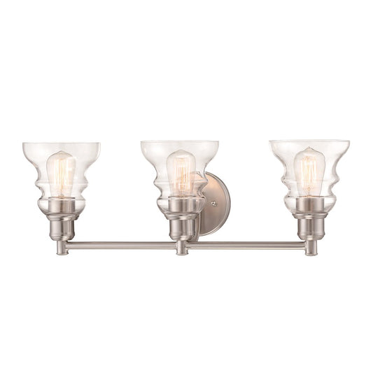 Minka Lavery Waterbury 3-Light Vanity Light | Transitional Brushed Nickel | Bathroom Vanity | 25 x 25 x 9 in | Model 3353-84