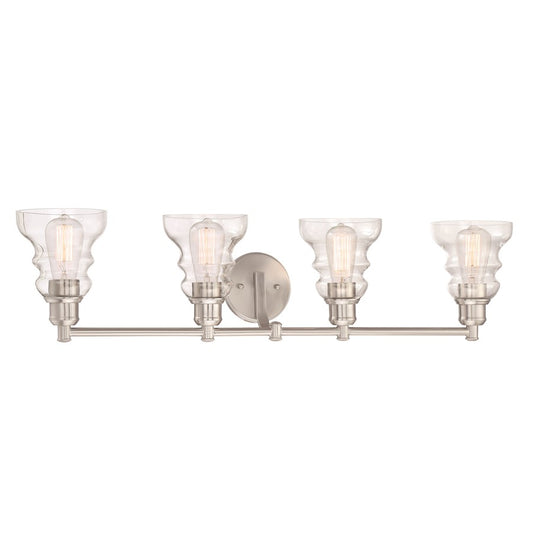 Minka Lavery Waterbuty 4-Light Bathroom Vanity Light | Transitional Brushed Nickel | Bathroom Vanity & Powder Room | W 35 x D 35 x H | Model 3354-84