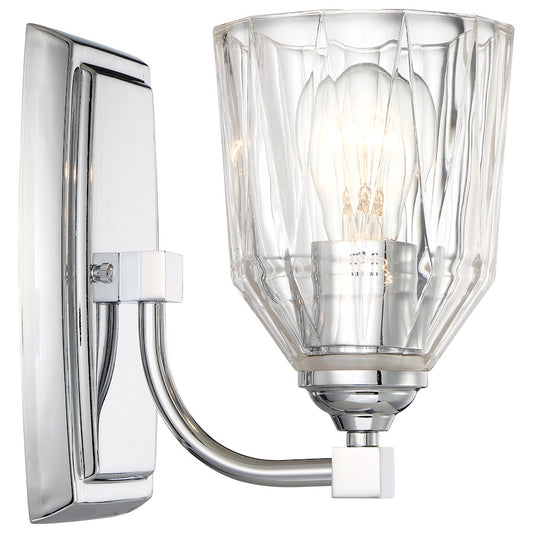 Minka Lavery D'Or 1-Light Bath Vanity Light | Chrome Transitional Wall Sconce | Bathroom & Powder Room | 8 in H | Model 3381-77