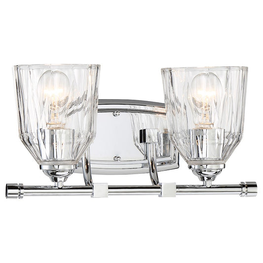 Minka Lavery D'Or 2-Light Bath Vanity Light | Chrome Transitional Wall Sconce | Bathroom & Powder Room | 15 in W x 8 in H | Model 3382-77