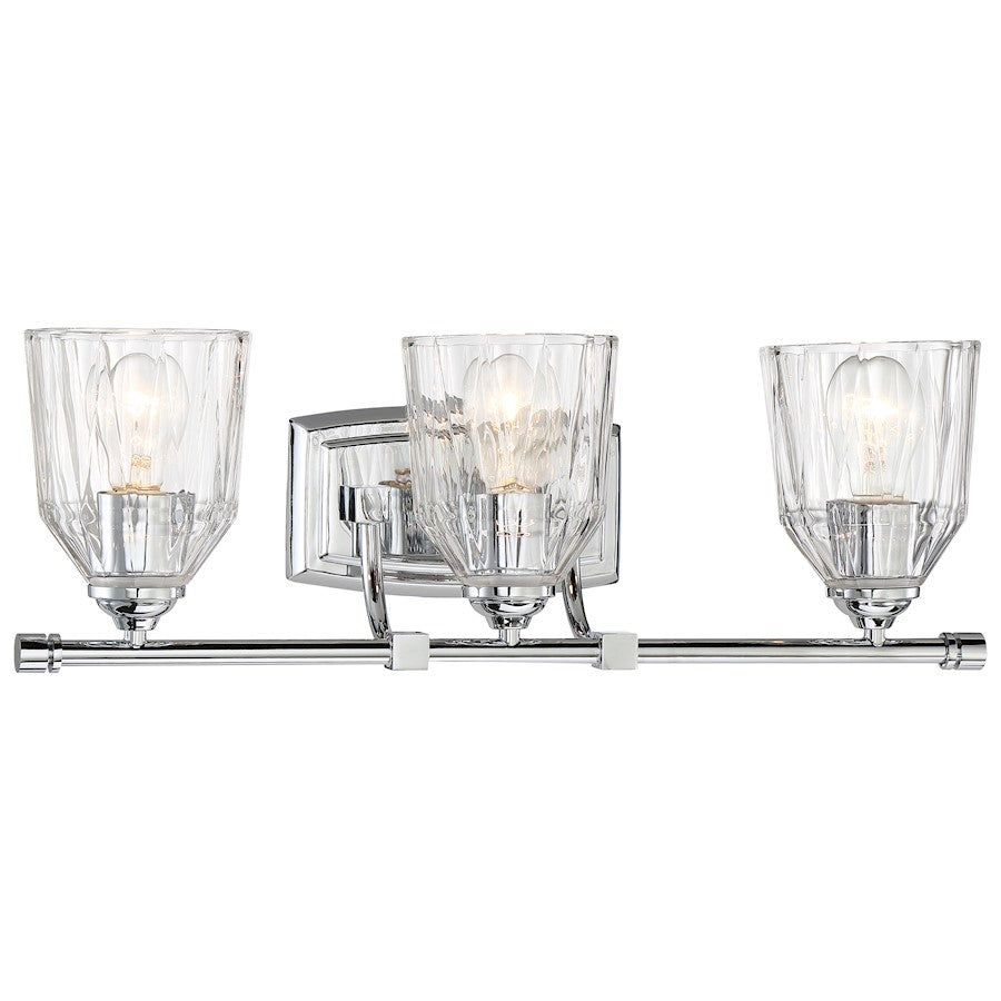 Minka Lavery D'Or 23in 3-Light Bathroom Vanity Light | Chrome Transitional | Bathroom Vanity | 23 x 8 x 8 in | Model 3383-77