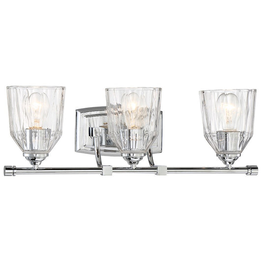 Minka Lavery D'Or 23in 3-Light Bathroom Vanity Light | Chrome Transitional | Bathroom Vanity | 23 x 8 x 8 in | Model 3383-77