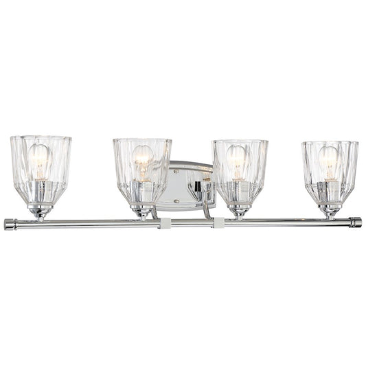 Minka Lavery D'Or 4-Light Bath Vanity Light | Chrome Transitional Wall Sconce | Bathroom & Powder Room | 33 in W x 8 in H | Model 3384-77