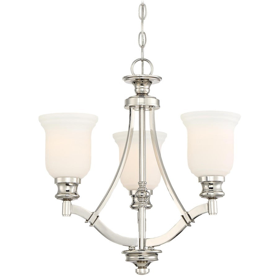 Minka Lavery Audrey's Point 20in 3-Light Chandelier | Traditional Polished Nickel and Mouth-Blown Glass | Dining Room & Kitchen | Model 3403-613