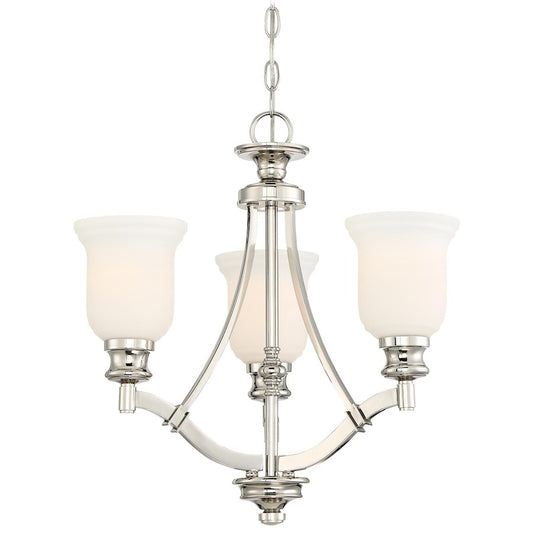 Minka Lavery Audrey's Point 20in 3-Light Chandelier | Traditional Polished Nickel and Mouth-Blown Glass | Dining Room & Kitchen | Model 3403-613