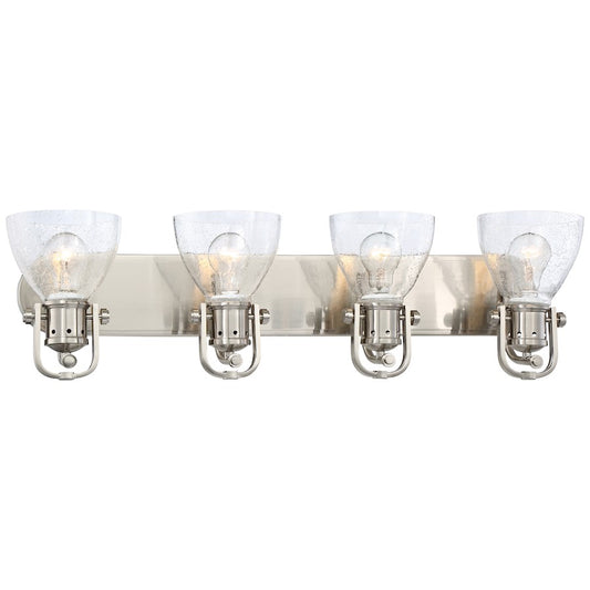 Minka Lavery 32in 4-Light Vanity Light | Transitional Brushed Nickel | Bathroom & Powder Room | 32 x 7 x 8 in | Model 3414-84