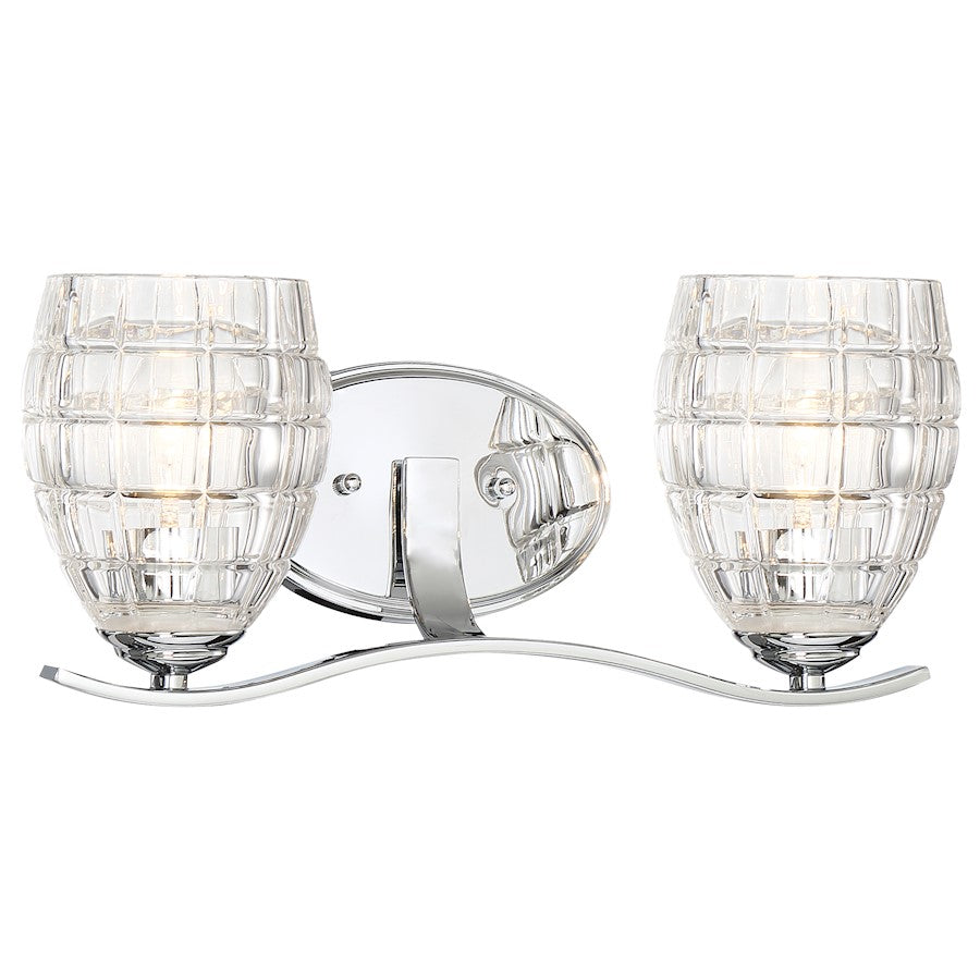 Minka Lavery Austine 16in 2-Light Vanity Light | Chrome Transitional | Bathroom Vanity | 16 x 8 x 8 in | Model 3422-77