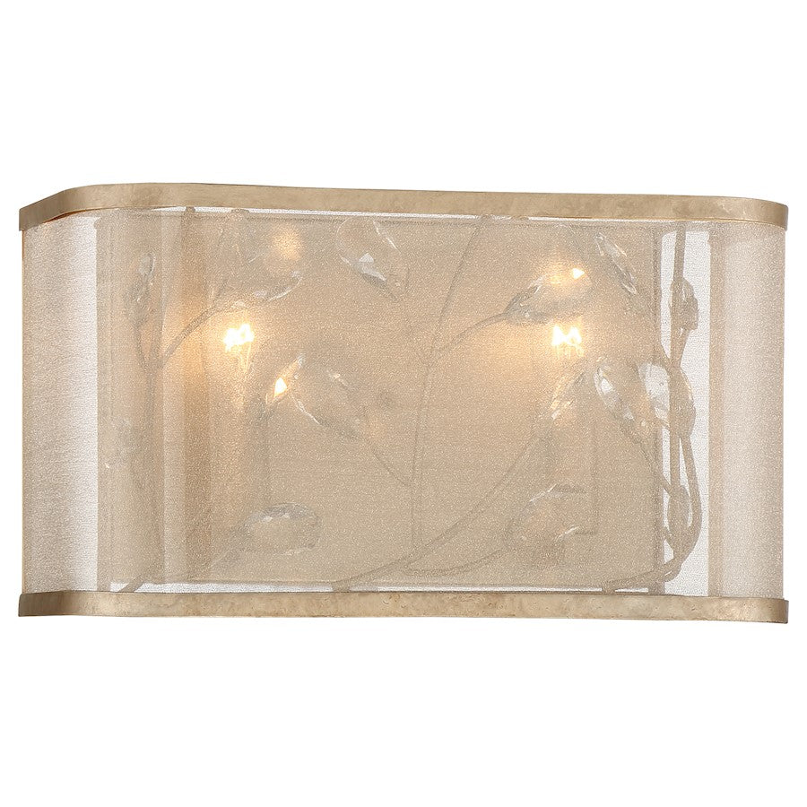 Minka Lavery Sara's Jewel 12in 2-Light Vanity Light | Nanti Champagne Silver Crystal Transitional | Bathroom Vanity | 12 x 6 x 7 in | Model 3432-252