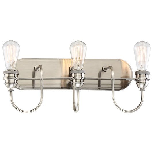 Minka Lavery Uptown Edison 3-Light Bath Vanity Light | Transitional Plated Pewter and Edison Bulbs | Bathroom & Powder Room | Model 3453-84B