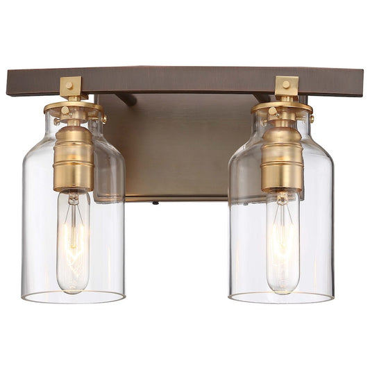 Minka Lavery Morrow 2-Light Bath Vanity Light | Industrial Harvard Court Bronze with Gold Highlights | Bathroom & Powder Room | Model 3552-588