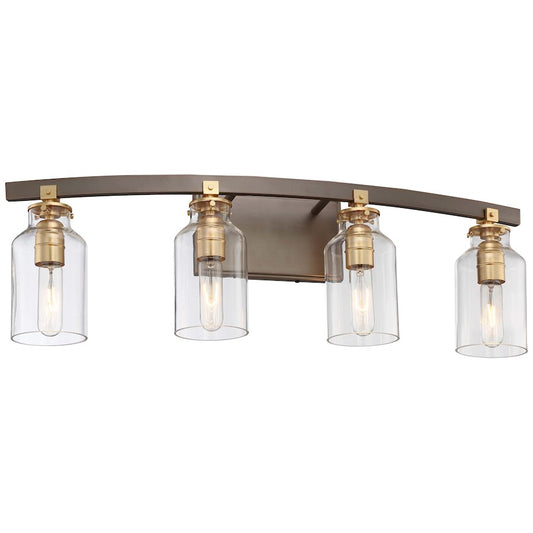 Minka Lavery Morrow 30in 4-Light Vanity Light | Industrial Harvard Court Bronze with Gold Highlights | Bathroom Vanity | Model 3554-588