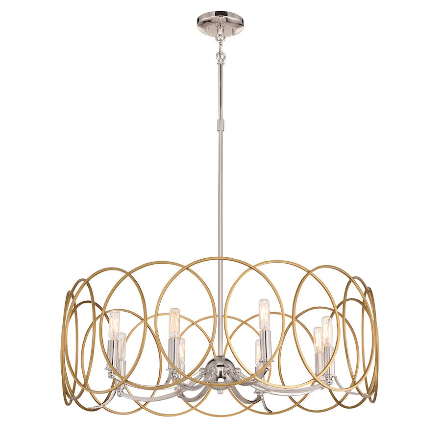 Minka Lavery Chassell 32in 8-Light Chandelier | Transitional Painted Honey Gold with Polish | Dining Room & Foyer | 32 x 32 x 28 in | Model 4028-679