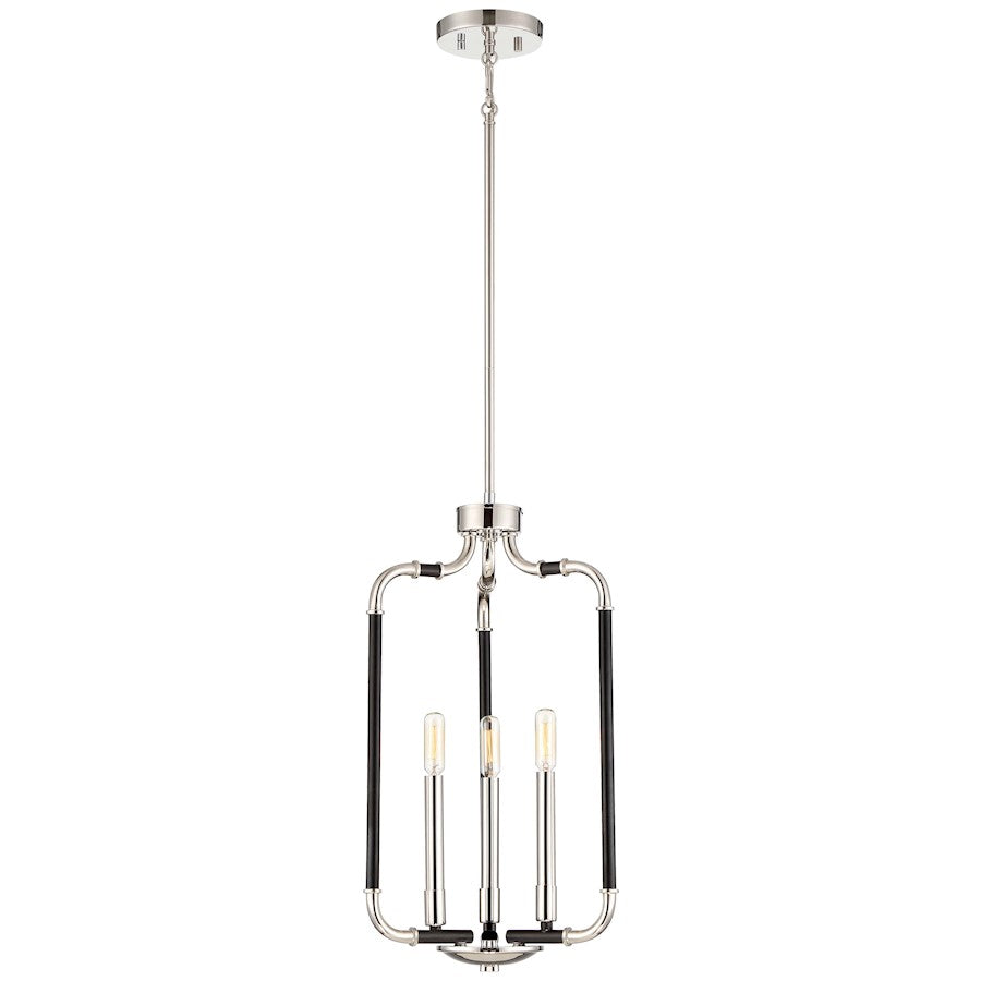 Minka Lavery Liege 13in 1-Light Pendant | Matte Black with Polished Nickel | Kitchen Island & Dining Room | 13 x 13 x 22 in | Model 4060-572
