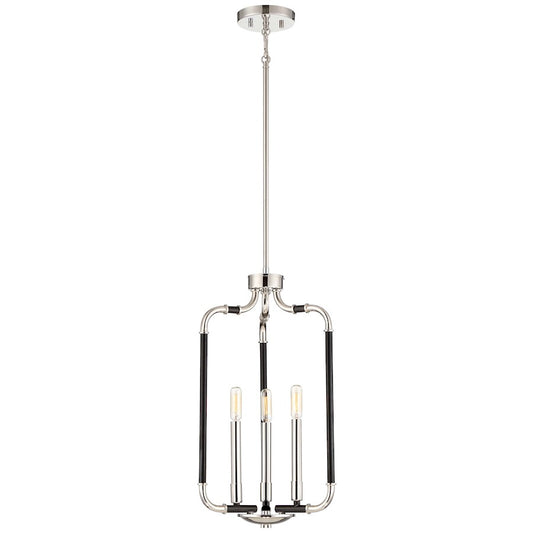 Minka Lavery Liege 13in 1-Light Pendant | Matte Black with Polished Nickel | Kitchen Island & Dining Room | 13 x 13 x 22 in | Model 4060-572