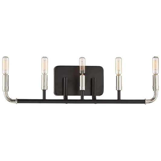 Minka Lavery Liege 24in 5-Light Vanity Light | Transitional Matte Black with Polished Nickel | Bathroom Vanity | 24 x 24 x 6 in | Model 4068-572
