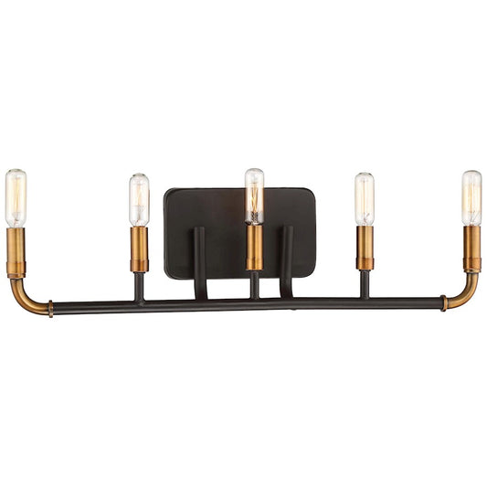 Minka Lavery Liege 24in 5-Light Vanity Light | Transitional Aged Kingston Bronze with Brass Highlights | Bathroom Vanity | Model 4068-660