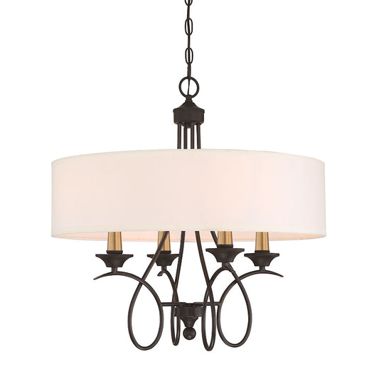 Minka Lavery La Courbe 24in 4-Light Pendant | Transitional Coal with Antique Brass | Kitchen Island & Dining Room | 24 x 24 x 24 in | Model 4074-676