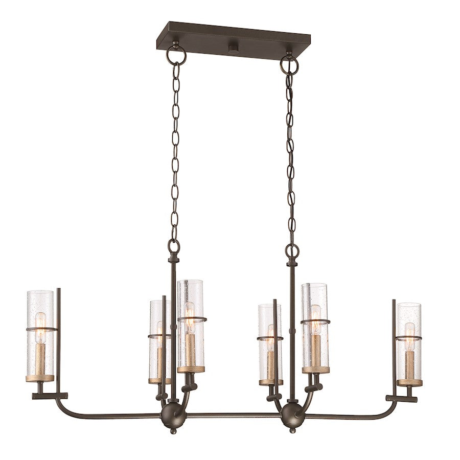 Minka Lavery Sussex Court 38in 6-Light Island Light | Transitional Smoked Iron with Aged Gold | Kitchen Island & Dining Room | Model 4088-107