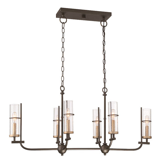 Minka Lavery Sussex Court 38in 6-Light Island Light | Transitional Smoked Iron with Aged Gold | Kitchen Island & Dining Room | Model 4088-107