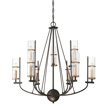 Minka Lavery Sussex Court 31in 9-Light Chandelier | Transitional Smoked Iron and Aged Gold | Dining Room & Foyer | 31 x 31 x 31 in | Model 4089-107