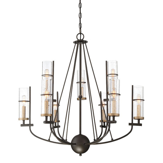 Minka Lavery Sussex Court 31in 9-Light Chandelier | Transitional Smoked Iron and Aged Gold | Dining Room & Foyer | 31 x 31 x 31 in | Model 4089-107