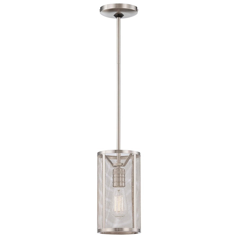 Minka Laver Downtown Edison 6in 1-Light Mini Pendant | Contemporary Brushed Nickel | Kitchen Island & Dining Room | 6 x 6 x 10 in | Model 4131-84