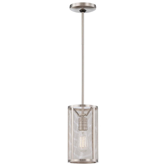 Minka Laver Downtown Edison 6in 1-Light Mini Pendant | Contemporary Brushed Nickel | Kitchen Island & Dining Room | 6 x 6 x 10 in | Model 4131-84