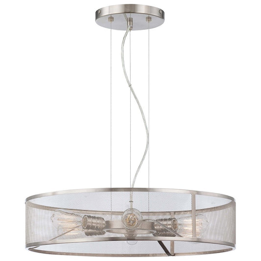Minka Laver Downtown Edison 24in 6-Light Pendant | Contemporary Brushed Nickel | Dining Room & Kitchen Island | 24 x 24 x 6 in | Model 4136-84
