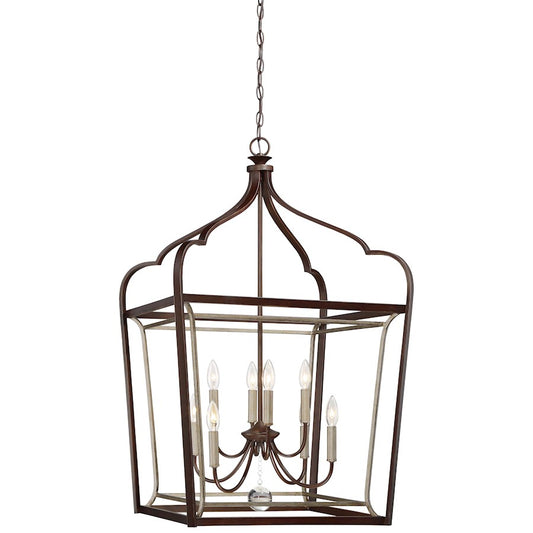 Minka Lavery Astrapia 23in 8-Light Foyer | Traditional Dark Rubbed Sienna and Aged Silver Metal | Entryway & Stairwell | Model 4349-593