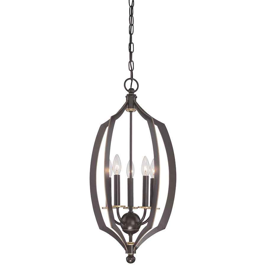 Minka Lavery Middletown 14in 5-Light Pendant | Transitional Downton Bronze and Gold | Kitchen Island & Dining Room | 14 x 14 x 27 in | Model 4372-579