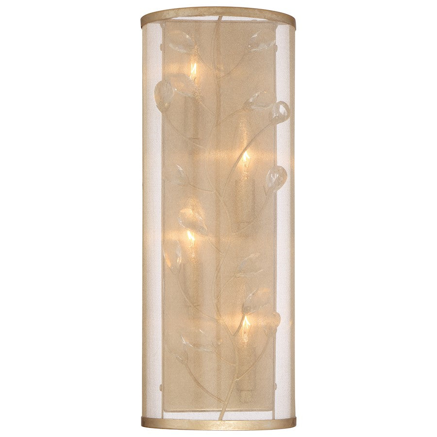 Minka Lavery Sara's Jewel 4-Light Wall Sconce | Transitional Nanti Champagne Silver and Crystal Shade | Bedroom & Hallway Accent | Model 4433-252