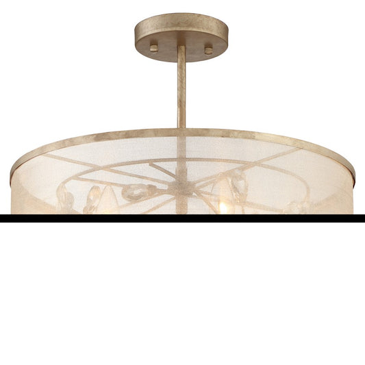 Minka Lavery Sara's Jewel 4-Light Semi-Flush Mount | Transitional Nanti Champagne Silver and Crystal Shade | Bedroom & Hallway | Model 4434-252
