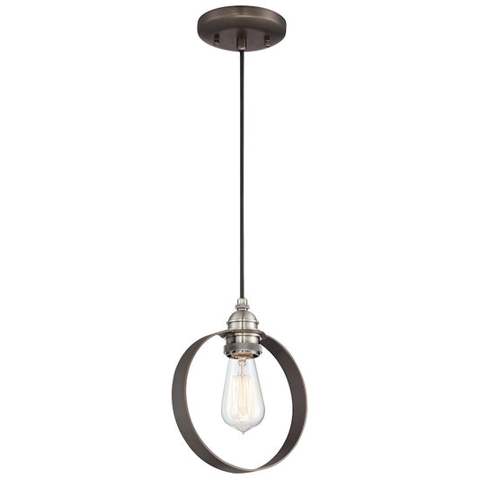 Minka Lavery Uptown Edison 8in 1-Light Mini Pendant | Industrial Bronze with Pewter | Kitchen Island & Breakfast Nook | 8 x 9 in | Model 4451-784
