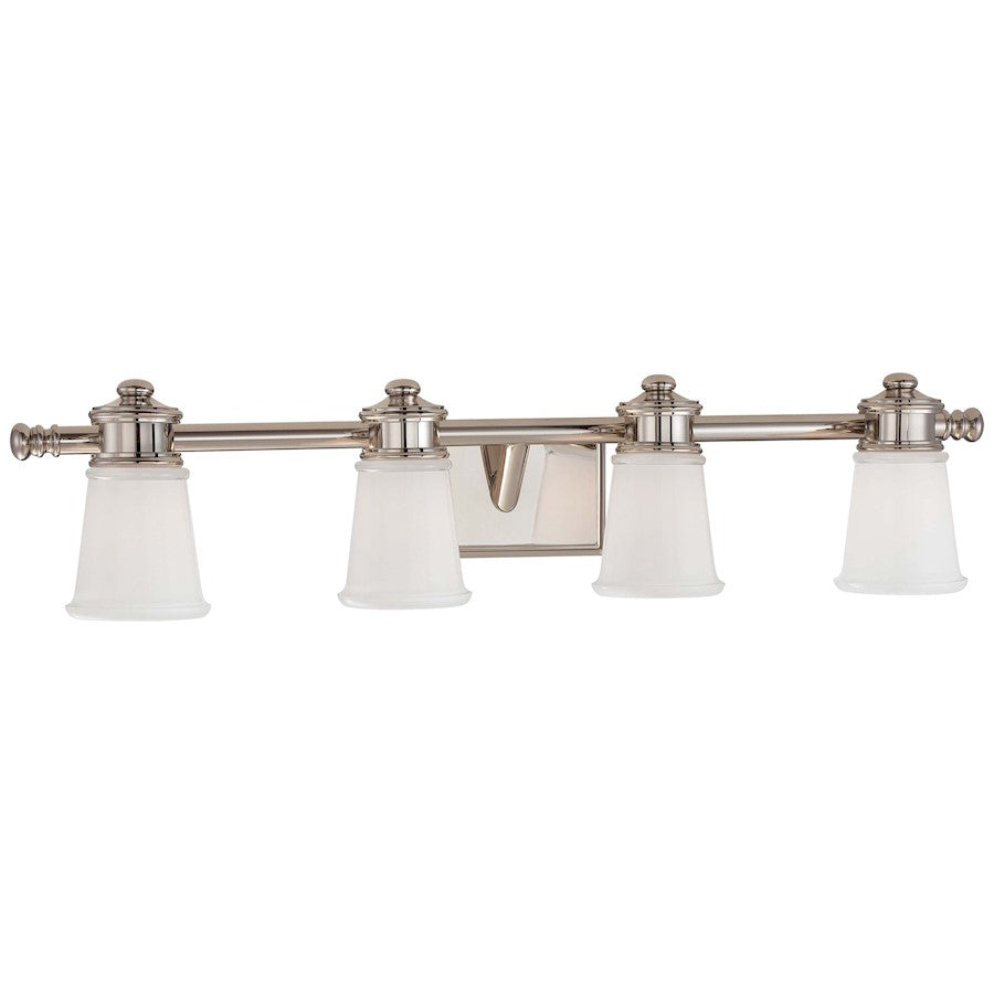 Minka Lavery Bath Art 32in 4-Light Vanity Light | Traditional Polished Nickel | Bathroom Vanity & Powder Room | 32 x 7 x 7 in | Model 4534-613