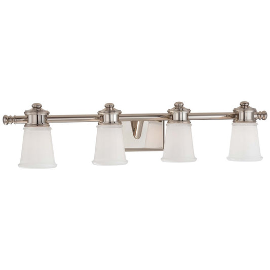Minka Lavery Bath Art 32in 4-Light Vanity Light | Traditional Polished Nickel | Bathroom Vanity & Powder Room | 32 x 7 x 7 in | Model 4534-613