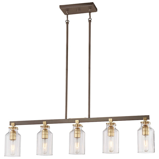 Minka Lavery Morrow 38in Island Light | Industrial Harvard Court Bronze and Gold Highlights | Kitchen Island & Breakfast Bar | Model 4556-588