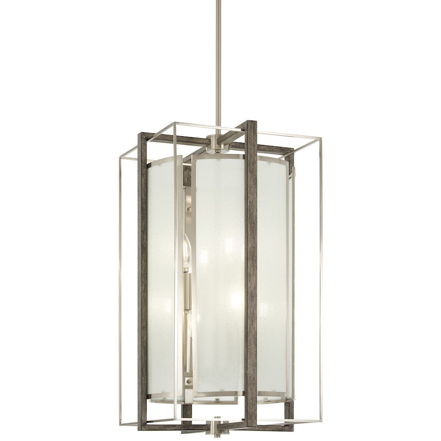 Minka Lavery Tyson's Gate 14in 8-Light Pendant | Modern Brushed Nickel and Shale Wood | Kitchen Island & Dining Room | Model 4568-098