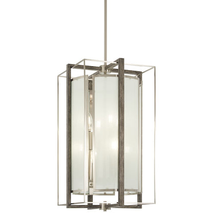 Minka Lavery Tyson's Gate 14in 8-Light Pendant | Modern Brushed Nickel and Shale Wood | Kitchen Island & Dining Room | Model 4568-098