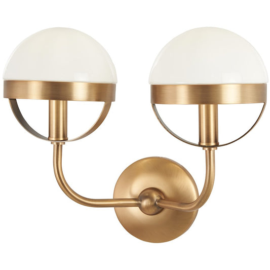 Minka Lavery Tannehill 14in 2-Light Sconce | Aged Brass Steel and Glass | Bathroom Vanity & Hallway | 14 x 8 x 12 in | Model 4590-575