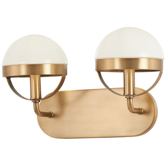 Minka Lavery Tannehill 2-Light Vanity Light | Aged Brass Steel and Glass | Bathroom Vanity | 15.25 x 7 x 9 in | Model 4592-575