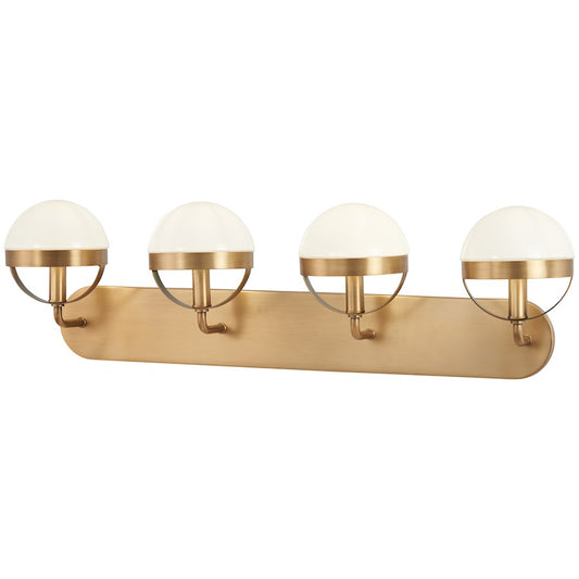 Minka Lavery Tannehill 4-Light Vanity Light | Aged Brass Steel and Glass | Bathroom Vanity | 33.25 x 7 x 9.5 in | Model 4594-575