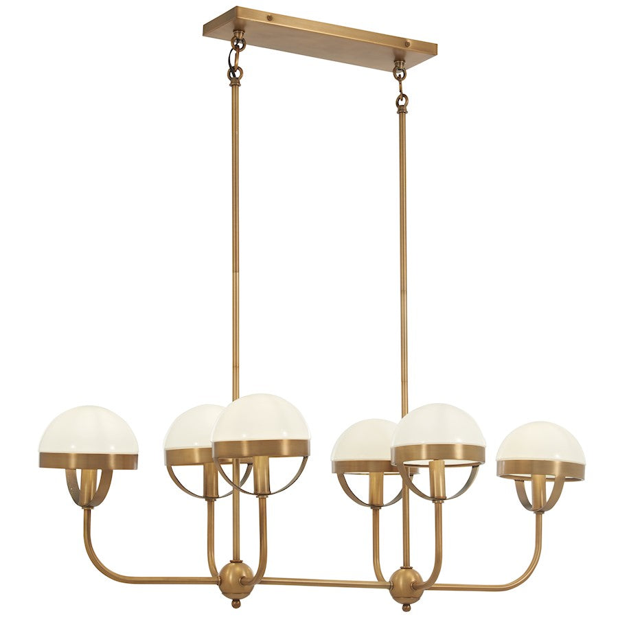 Minka Lavery Tannehill 38in 6-Light Island Light | Industrial Aged Brass Steel and Clear Glass | Kitchen Island & Dining Room | Model 4596-575