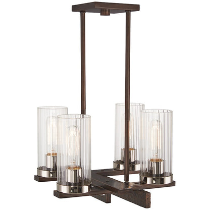 Minka Lavery Maddox Roe 4-Light Semi-Flush Mount | Industrial Iron Ore with Gold Dust Highlights and Clear Fluted Glass | Entryway & | Model 4605-101