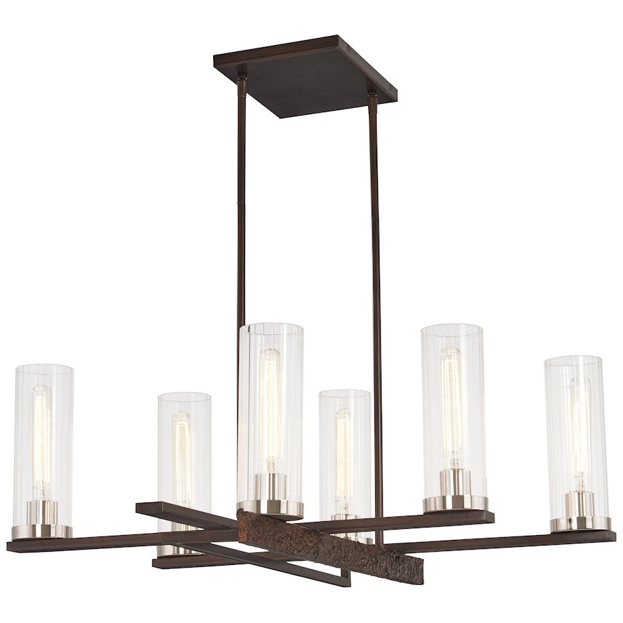 Minka Lavery Maddox Roe 30in 4-Light Chandelier | Iron Ore with Gold Dust Steel and Glass | Dining Room & Living Room | Model 4608-101