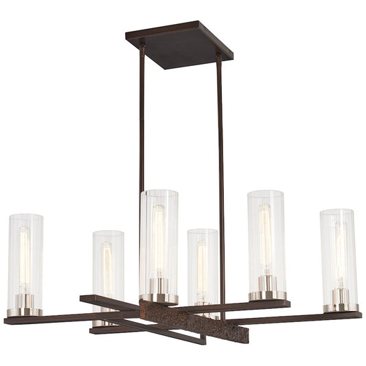 Minka Lavery Maddox Roe 30in 4-Light Chandelier | Iron Ore with Gold Dust Steel and Glass | Dining Room & Living Room | Model 4608-101